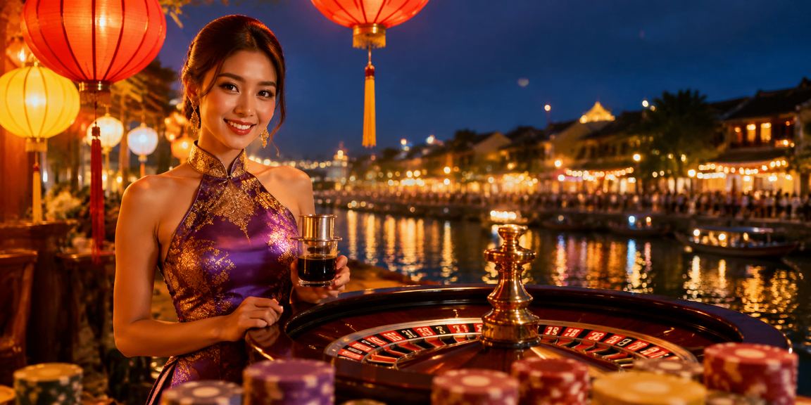 Người chơi roulette tại quán cà phê phố cổ Hội An buổi chiều tà
