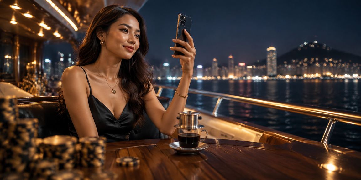 Người dùng VIP nhận bonus tại quán cà phê Vũng Tàu nhìn ra biển buổi sáng